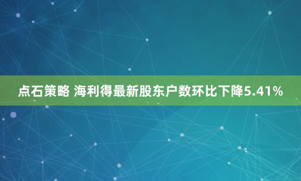 点石策略 海利得最新股东户数环比下降5.41%