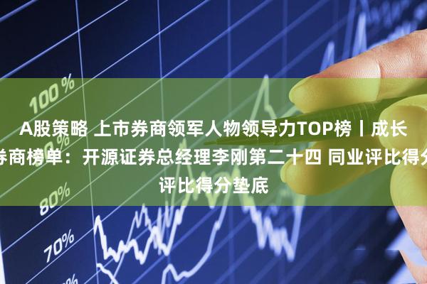A股策略 上市券商领军人物领导力TOP榜丨成长发展券商榜单：开源证券总经理李刚第二十四 同业评比得分垫底
